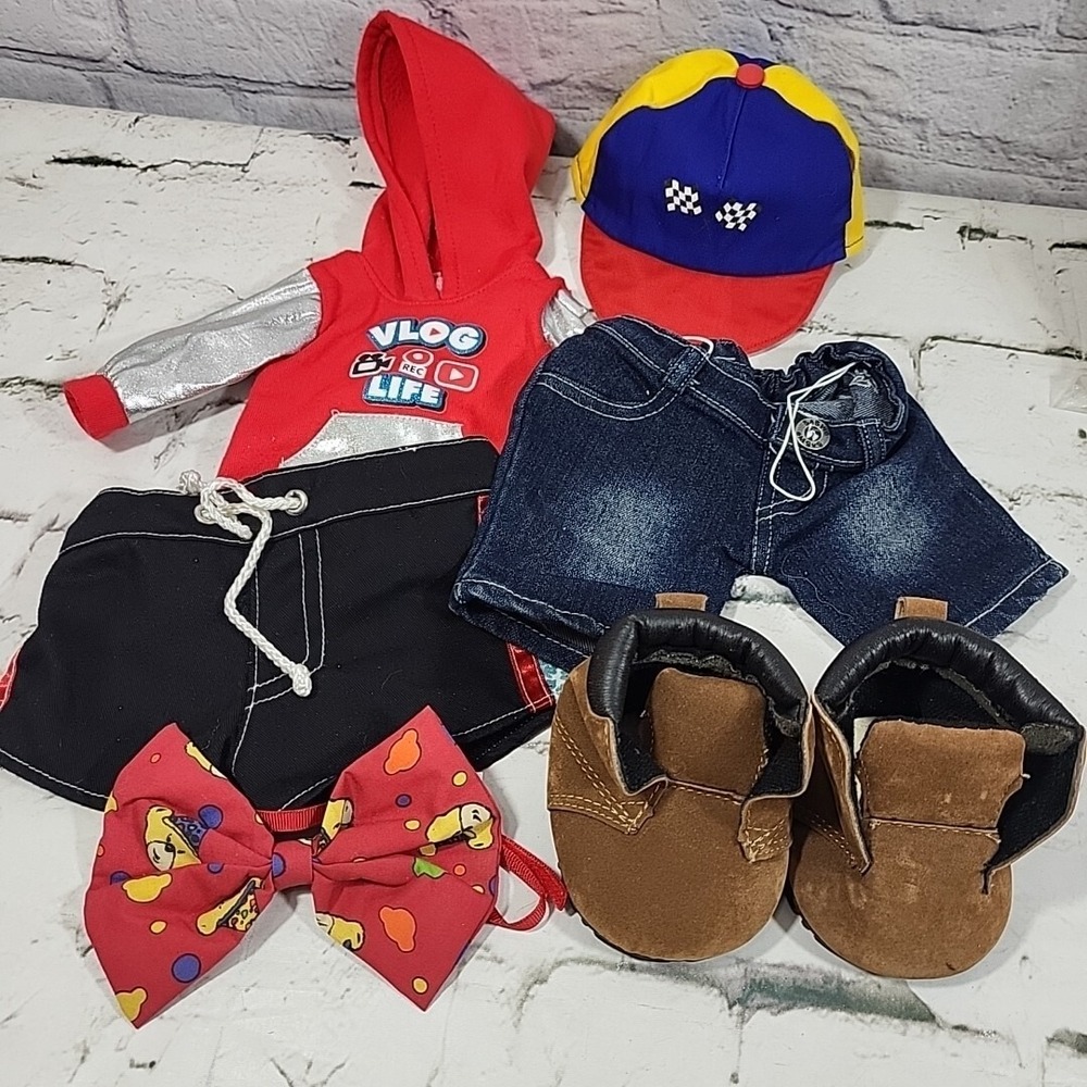 Build A Bear Teddy Plush Clothing Lot Boots Hat Pants Bow Tie Unbranded Hoodie